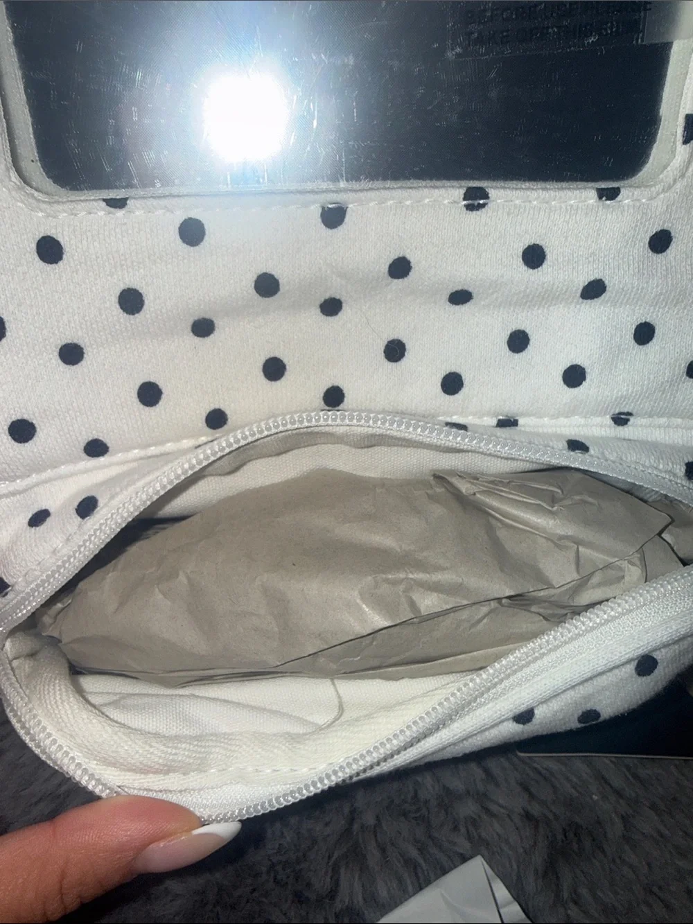 PacSun White Polka Dot Cylindrical Wristlet